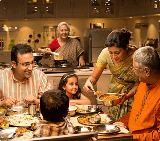 Daawat Rice family enjoying meal
